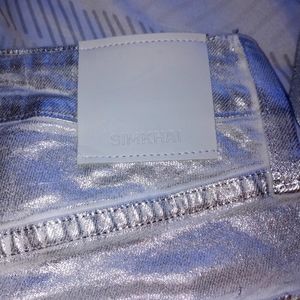 Jonathan Simkhai Metallic light  Silver Rae High Rise Jeans Skinny Pants size 26